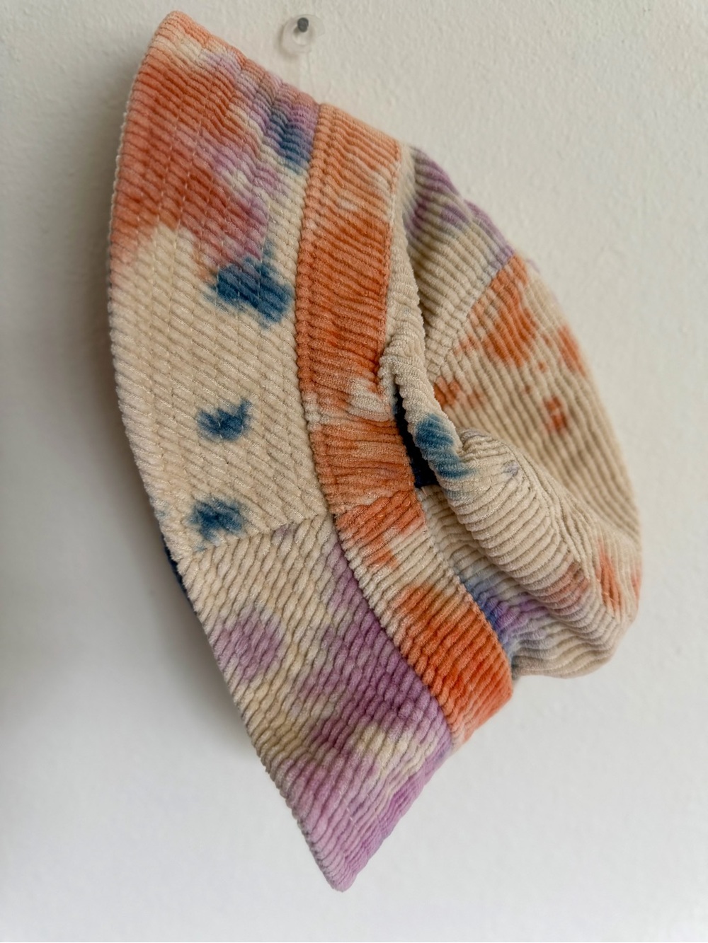 Urban Outfitters Corduroy Bucket Hat Tie Dye Pastel Orange Blue 100% Cotton OSFM